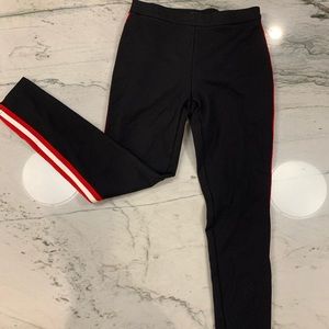 Black THICK leggings with red striped detail